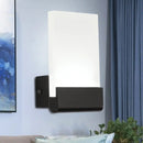 GobekUsa 4" Wide Acrylic LED Sconce Light - Black/White Cuboid Design with Warm/White Lighting Options