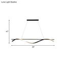 GobekUsa Acrylic Swirling Island Pendant Light with LED, Black Hanging Ceiling Lamp (39"/47" W) in White/Warm Light