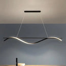 GobekUsa Acrylic Swirling Island Pendant Light with LED, Black Hanging Ceiling Lamp (39"/47" W) in White/Warm Light