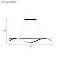 GobekUsa Acrylic Swirling Island Pendant Light with LED, Black Hanging Ceiling Lamp (39"/47" W) in White/Warm Light