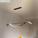 GobekUsa Acrylic Swirling Island Pendant Light with LED, Black Hanging Ceiling Lamp (39"/47" W) in White/Warm Light