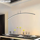 GobekUsa Curved Metallic Black/White LED Island Lamp for Warm/White Lighting