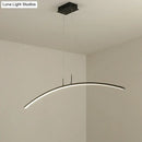 GobekUsa Curved Metallic Black/White LED Island Lamp for Warm/White Lighting