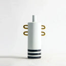 GobekUsa Black and White Dots Geometric Ceramic Vase: Home Decoration Handicraft Ornament