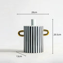 GobekUsa Black and White Dots Geometric Ceramic Vase: Home Decoration Handicraft Ornament