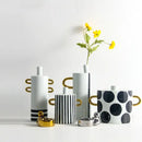 GobekUsa Black and White Dots Geometric Ceramic Vase: Home Decoration Handicraft Ornament