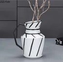 GobekUsa Elegant Striped Ceramic Vase TV Cabinet Crafts Hydroponic Home Decor Gift