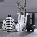GobekUsa Elegant Striped Ceramic Vase TV Cabinet Crafts Hydroponic Home Decor Gift
