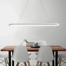 GobekUsa Sleek Black & White Ellipse Hanging Lamp - Simplicity 27"/35.5" L - LED Island Light Fixture for Dining Table
