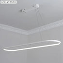 GobekUsa Sleek Black & White Ellipse Hanging Lamp - Simplicity 27"/35.5" L - LED Island Light Fixture for Dining Table