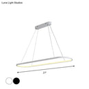 GobekUsa Sleek Black & White Ellipse Hanging Lamp - Simplicity 27"/35.5" L - LED Island Light Fixture for Dining Table