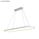 GobekUsa Sleek Black & White Ellipse Hanging Lamp - Simplicity 27"/35.5" L - LED Island Light Fixture for Dining Table