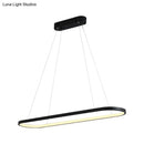 GobekUsa Sleek Black & White Ellipse Hanging Lamp - Simplicity 27"/35.5" L - LED Island Light Fixture for Dining Table