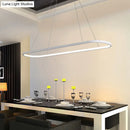 GobekUsa Sleek Black & White Ellipse Hanging Lamp - Simplicity 27"/35.5" L - LED Island Light Fixture for Dining Table