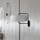 GobekUsa Modern 3-Light Gathered Fabric Pumpkin Wall Lamp with Squared Arm - Black-White Sconce