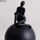 GobekUsa Geometric Base Character Statue Decor - Resin Sculpture for Aesthetic Room Ornaments