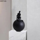 GobekUsa Geometric Base Character Statue Decor - Resin Sculpture for Aesthetic Room Ornaments