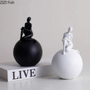 GobekUsa Geometric Base Character Statue Decor - Resin Sculpture for Aesthetic Room Ornaments