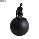 GobekUsa Geometric Base Character Statue Decor - Resin Sculpture for Aesthetic Room Ornaments