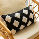 Modern black & white geometric embroidered cushion cover living room by Decorbites