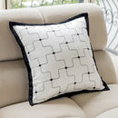 Modern black & white geometric jacquard cushion cover living room by Decorbites
