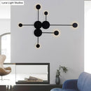GobekUsa Modern Black/White Sputnik LED Wall Sconce Light Fixture with Acrylic Lamp Shades - 2/3/6 Lights in Warm/White
