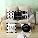 Modern black & white geometry letters cushion cover living room by Decorbites