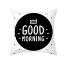 Modern black & white geometry letters cushion cover living room by Decorbites