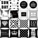 Modern black & white geometry letters cushion cover living room by Decorbites