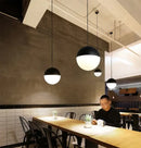 GobekUsa Glass Ball Pendant Lights: Black 15/20cm LED Hanging Lamps for Kitchen Living Room