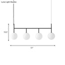 GobekUsa Contemporary Black Suspended Island Light Fixture with White Glass Orb and 4 Bulbs