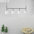GobekUsa Contemporary Black Suspended Island Light Fixture with White Glass Orb and 4 Bulbs