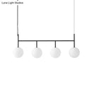 GobekUsa Contemporary Black Suspended Island Light Fixture with White Glass Orb and 4 Bulbs