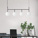 GobekUsa Contemporary Black Suspended Island Light Fixture with White Glass Orb and 4 Bulbs