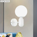 GobekUsa Modern White Wall Lamp with Globe Shade, Capsule Body - Metal & Glass Wall Light for Meeting Room