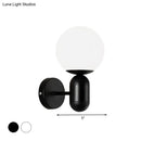 GobekUsa Modern White Wall Lamp with Globe Shade, Capsule Body - Metal & Glass Wall Light for Meeting Room