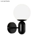 GobekUsa Modern White Wall Lamp with Globe Shade, Capsule Body - Metal & Glass Wall Light for Meeting Room