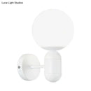 GobekUsa Modern White Wall Lamp with Globe Shade, Capsule Body - Metal & Glass Wall Light for Meeting Room