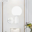 GobekUsa Modern White Wall Lamp with Globe Shade, Capsule Body - Metal & Glass Wall Light for Meeting Room