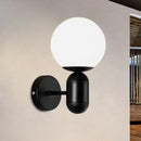 GobekUsa Modern White Wall Lamp with Globe Shade, Capsule Body - Metal & Glass Wall Light for Meeting Room