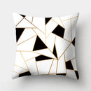 Modern black white & gold geometric stripes pillowcase living room by Decorbites