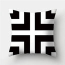Modern black white & gold geometric stripes pillowcase living room by Decorbites