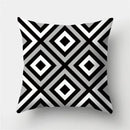 Modern black white & gold geometric stripes pillowcase living room by Decorbites