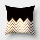 Modern black white & gold geometric stripes pillowcase living room by Decorbites