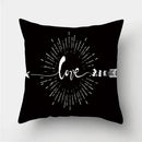 Modern black white & gold geometric stripes pillowcase living room by Decorbites