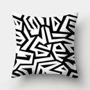 Modern black white & gold geometric stripes pillowcase living room by Decorbites