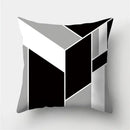 Modern black white & gold geometric stripes pillowcase living room by Decorbites