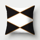 Modern black white & gold geometric stripes pillowcase living room by Decorbites