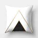 Modern black white & gold geometric stripes pillowcase living room by Decorbites