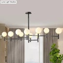 GobekUsa Modern 10-Head Orbit Chandelier Pendant, White Glass, Black/White/Gold, for Living Room Island Lighting